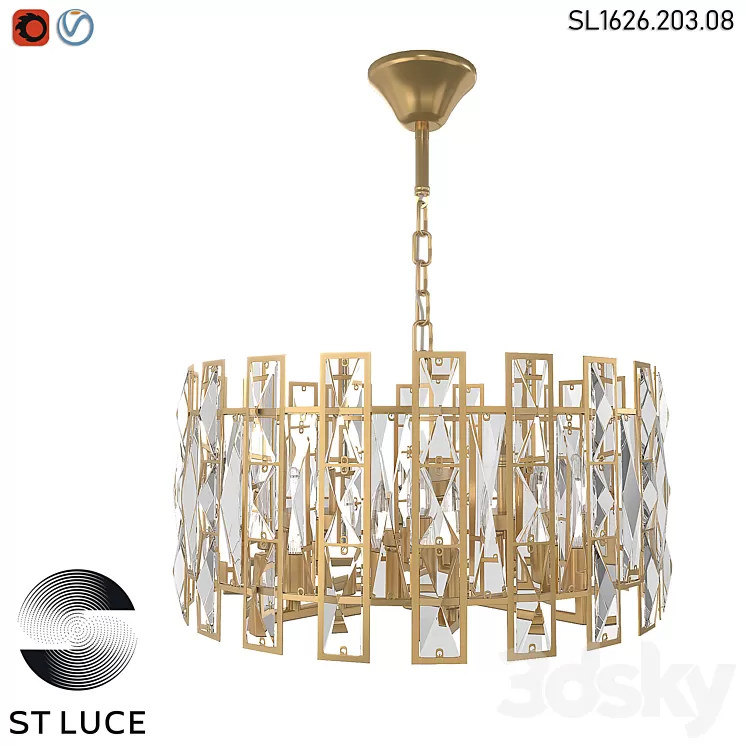 SL1626.203.08 Pendant chandelier ST-Luce champagne transparent OM 3D Model