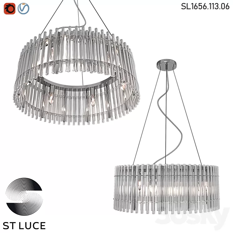 SL1656.113.06 Pendant chandelier ST-Luce Nickel/Transparent OM 3D Model