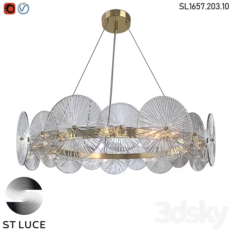 SL1657.203.10 Pendant chandelier ST-Luce Golden/Transparent OM 3D Model