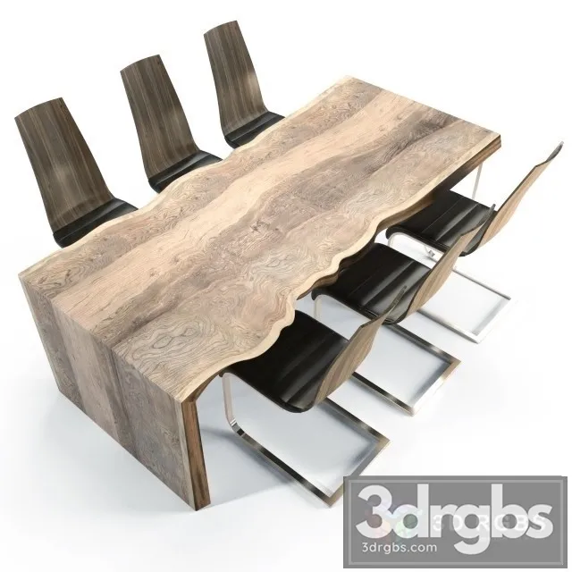 Slab Table and Chair 3D Model Free