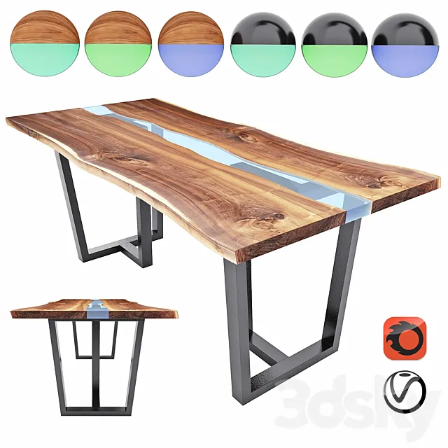 Slab table - river 3D Model