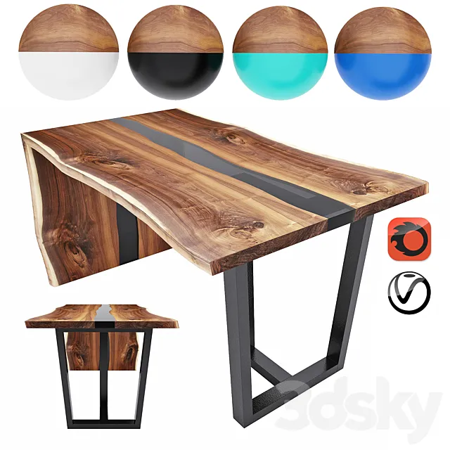 Slab table - river number 2 3D Model