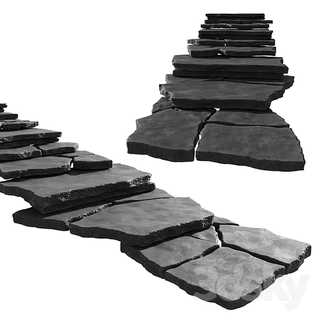 Slate staircase 3D Model