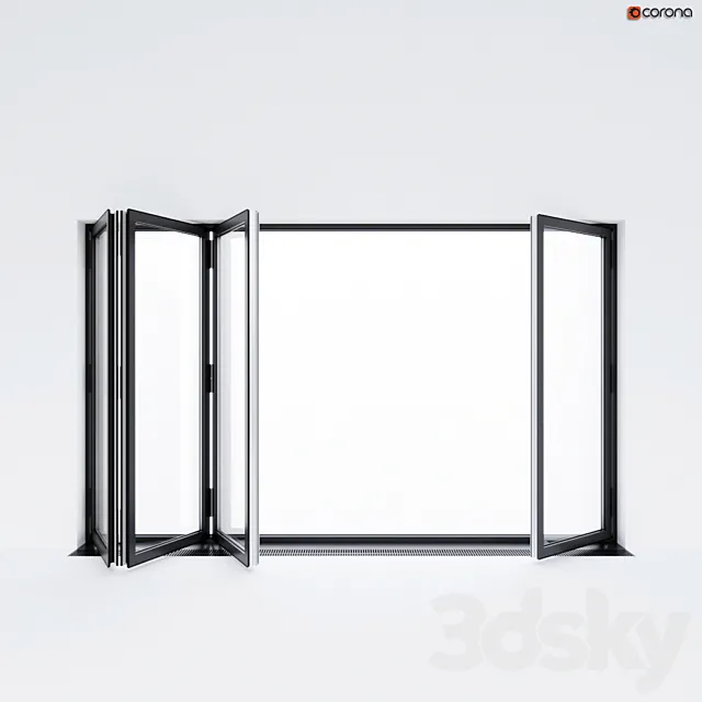 Sliding aluminum window accordion (door) 3D Model
