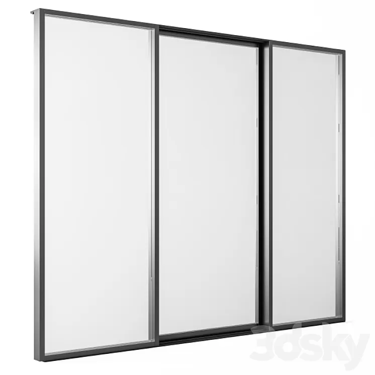 Sliding Black Metal Window Modern - Windows Set 05 3D Model Free