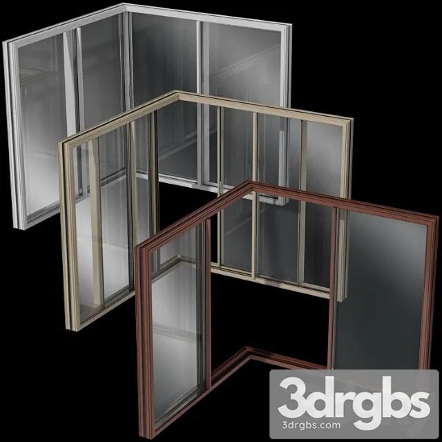 Sliding Corner Stained Glass Aluminum Windows 3D Model Download