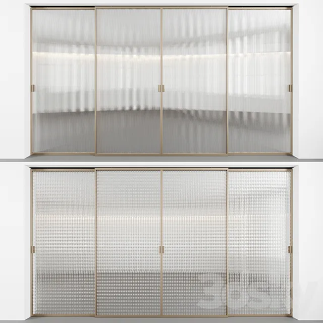 Sliding doors with embossed glass 3DModel