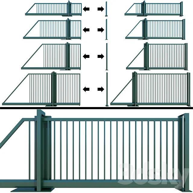 Sliding gate wicket 3D Model