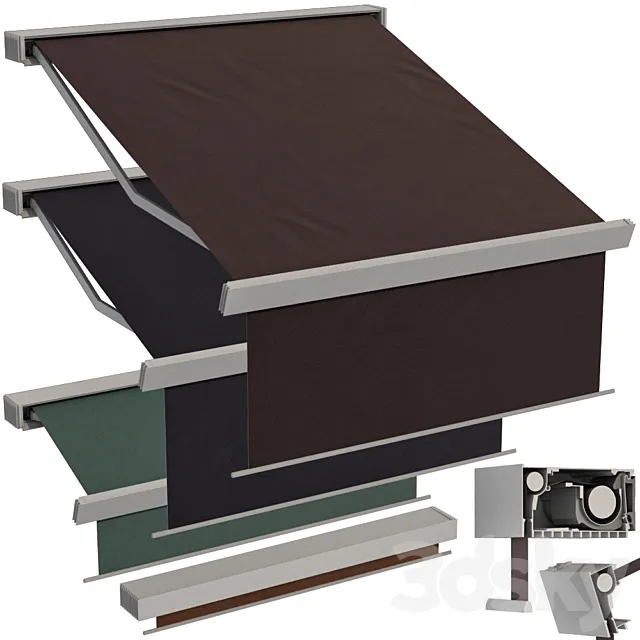 Sliding outdoor awning sun canopy 3D Model