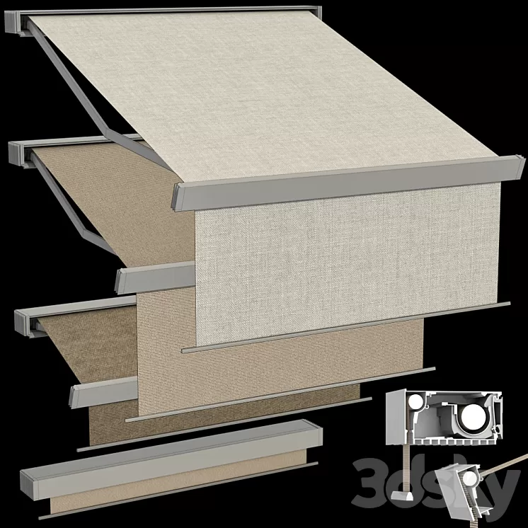 Sliding outdoor awning sun canopy 3D Model