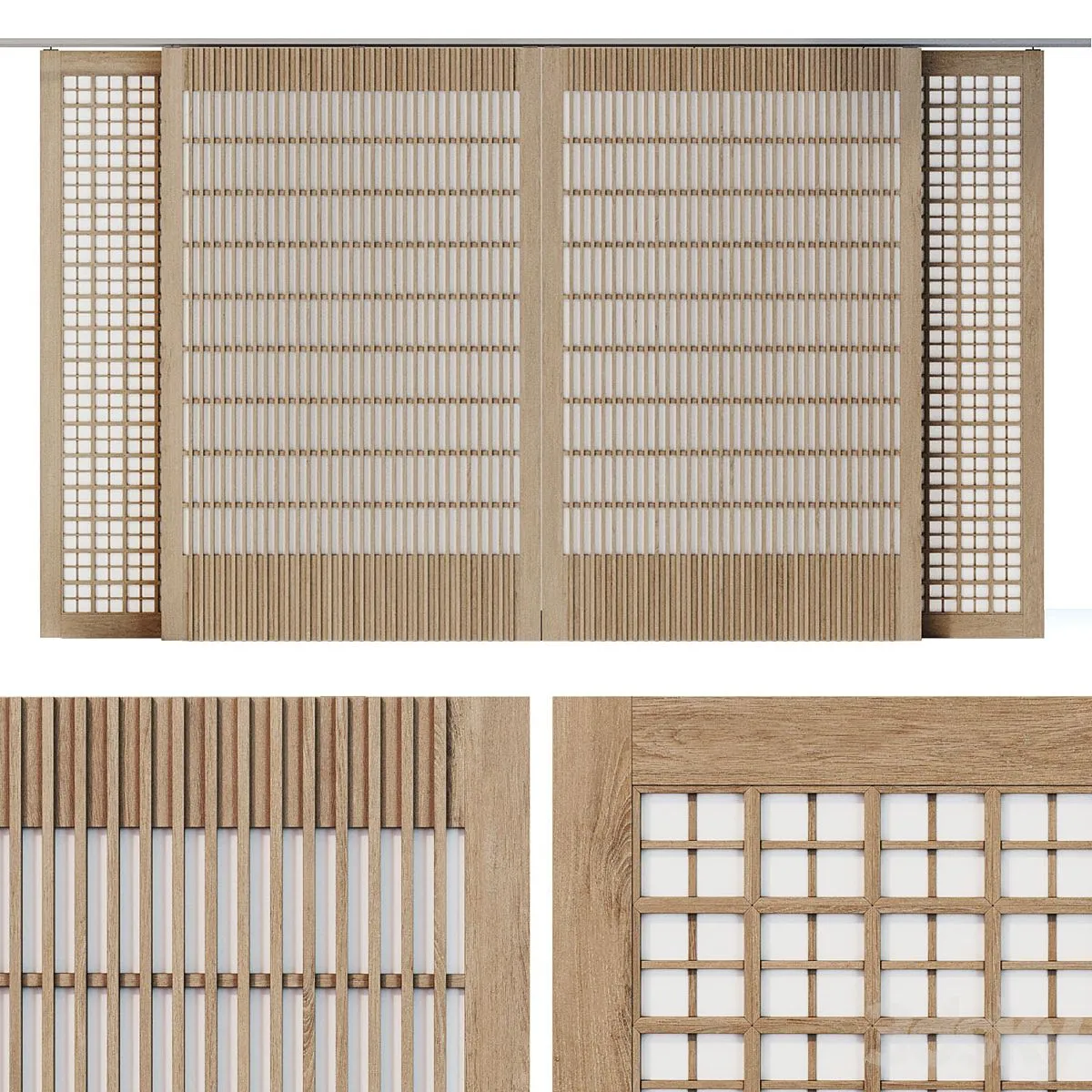Sliding partition Japandi 3D Model