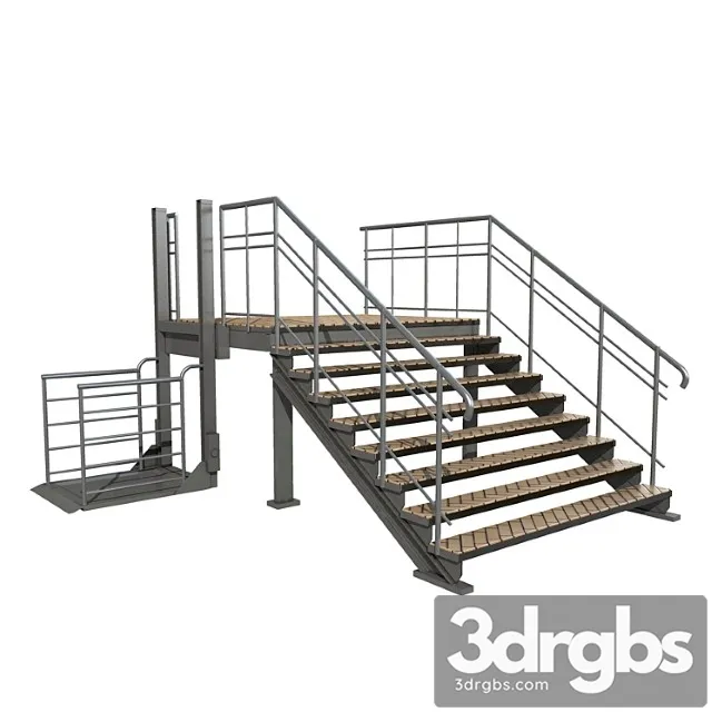 Sliding porch with stairs and lift 3D Model Free