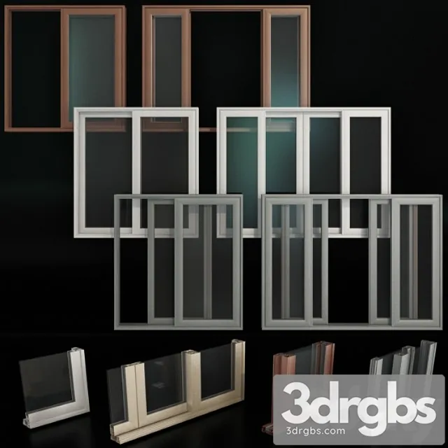 Sliding Stained Glass Aluminum Doors 2 3D Model Free