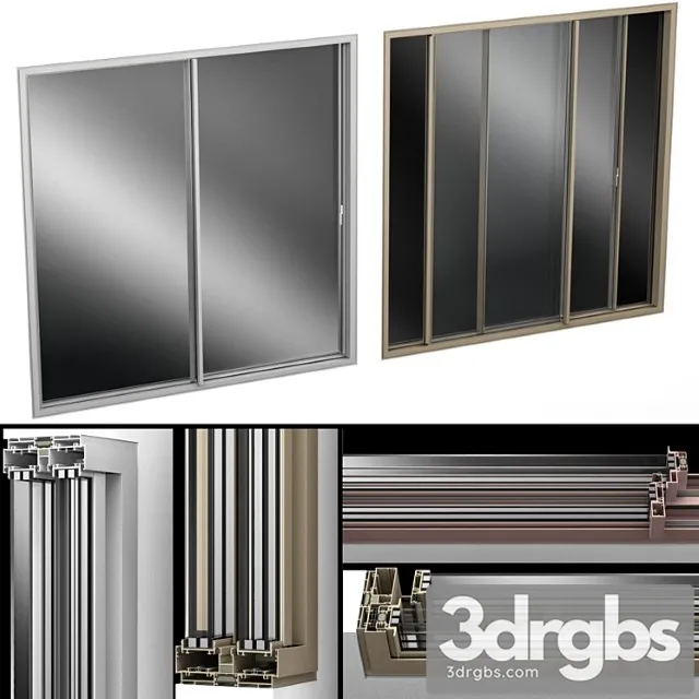 Sliding Stained Glass Aluminum Doors 3D Model Free