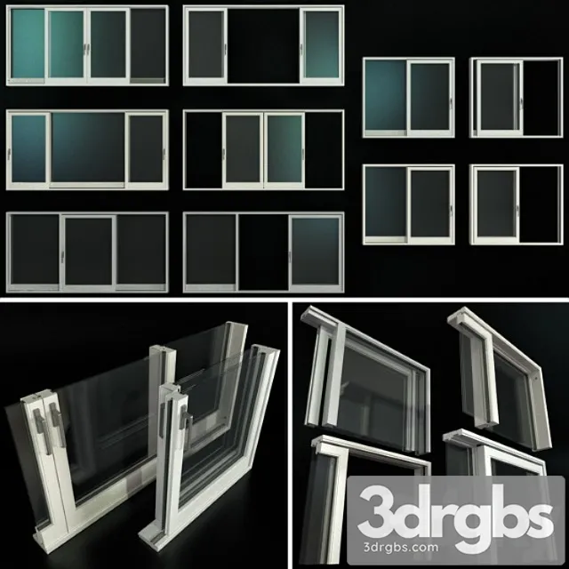 Sliding stained glass aluminum doors_2 3D Model Free