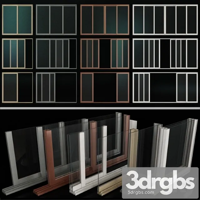 Sliding stained glass aluminum windows 3D Model Download