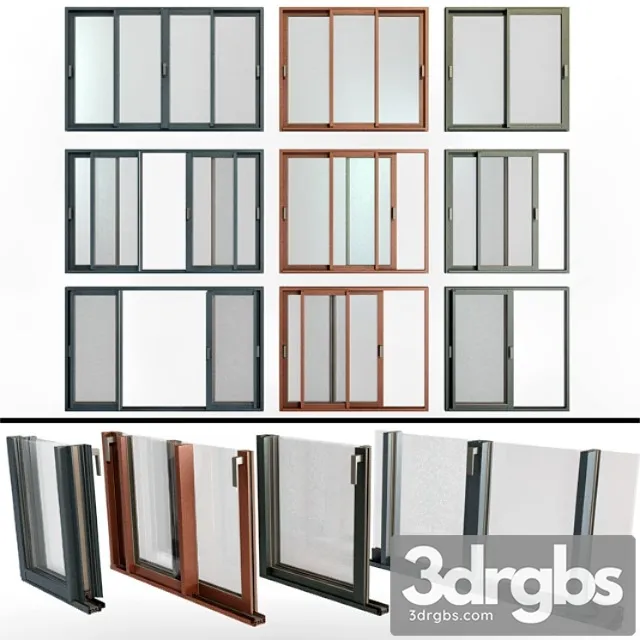 Sliding stained glass aluminum windows_2 3D Model Free