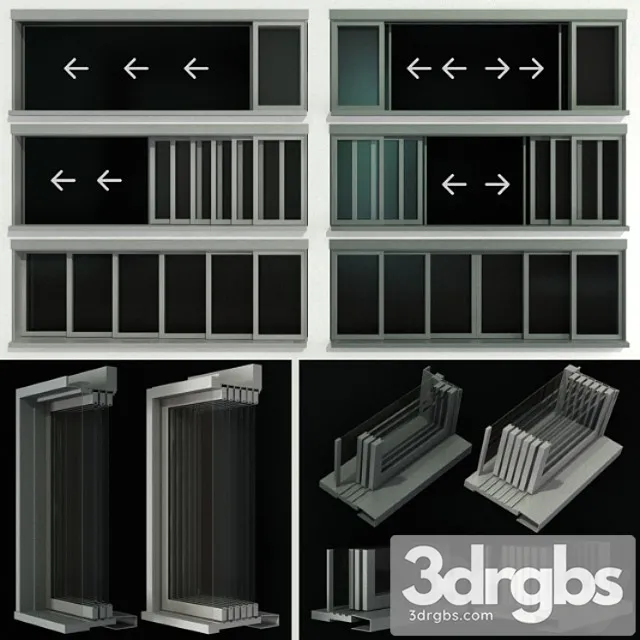 Sliding Stained Glass Doors 3D Model Free