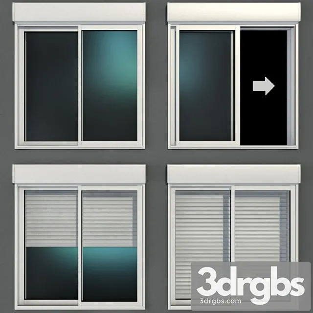 Sliding stained glass windows with roller shutters 3D Model Free