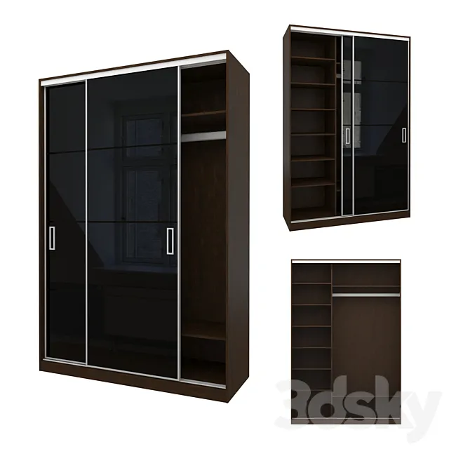 Sliding wardrobe in a narrow Modus MS163 profile 3D Model