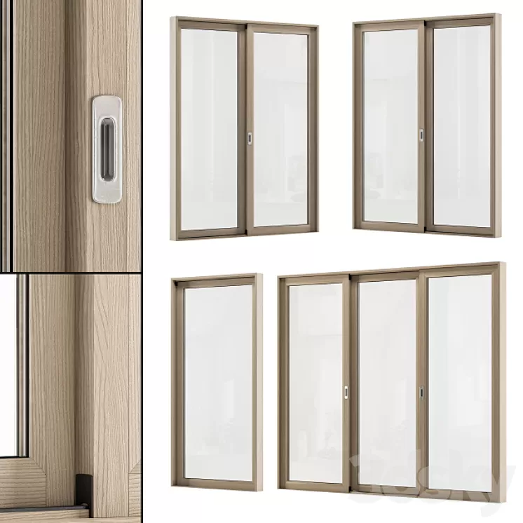Sliding Wooden Window Modern – Windows Set 02 3D Model