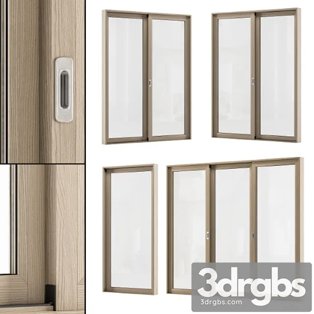 Sliding wooden window modern - windows set 02