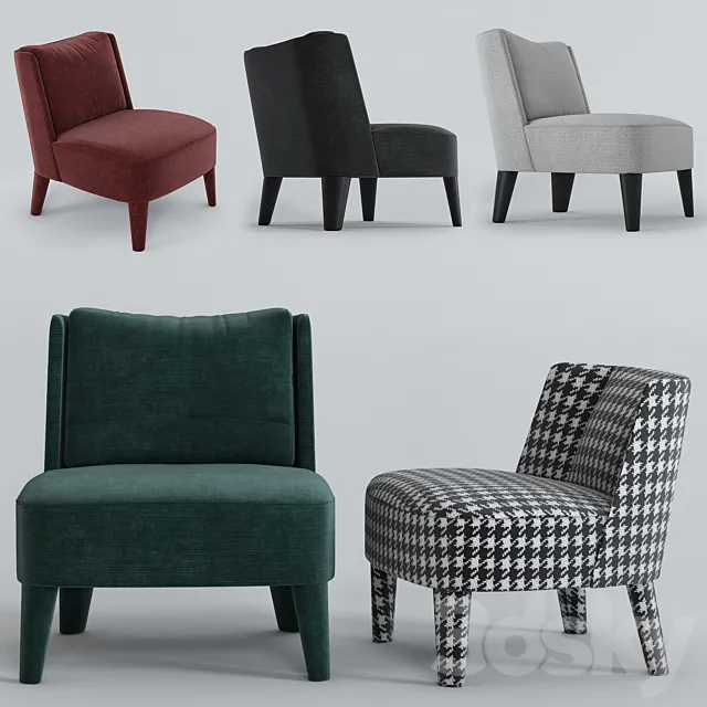 Small armchairs Cecile and Isabelle by Meridiani 3D Model
