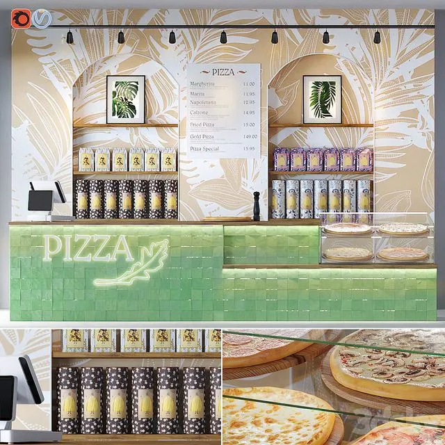 Small cafe of Italian cuisine 3D Model