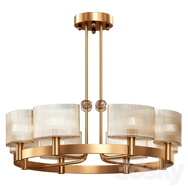 Small chandelier Chicago matte gold 3D Model