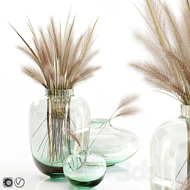 Small Glass Vase with dry flowers H&M 3DModel