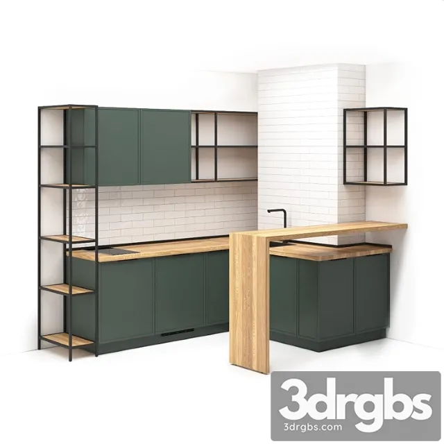 Small kitchen in studio apartment 02 3D Model Free