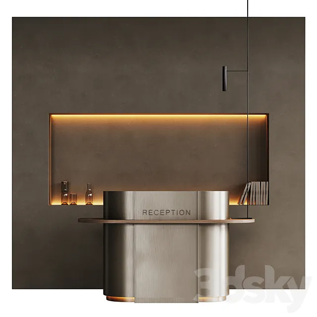 Small minimalistic reception desk in metal 2 Free Download