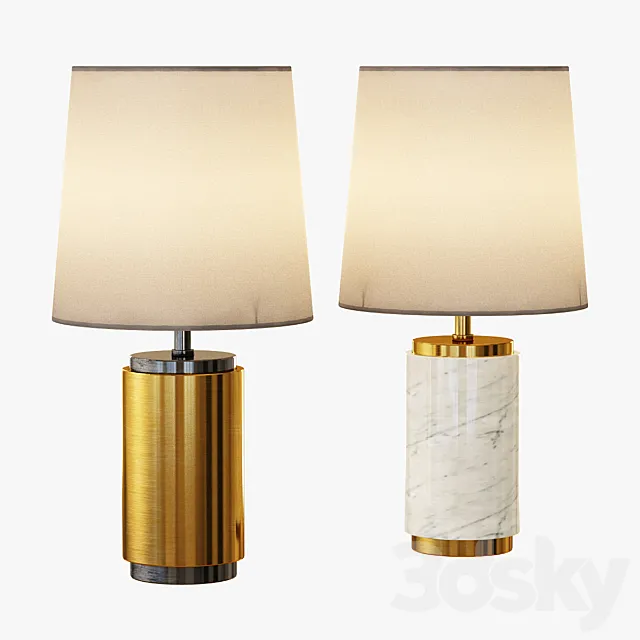 Small Pillar Table Lamp - Antique Brass 3D Model