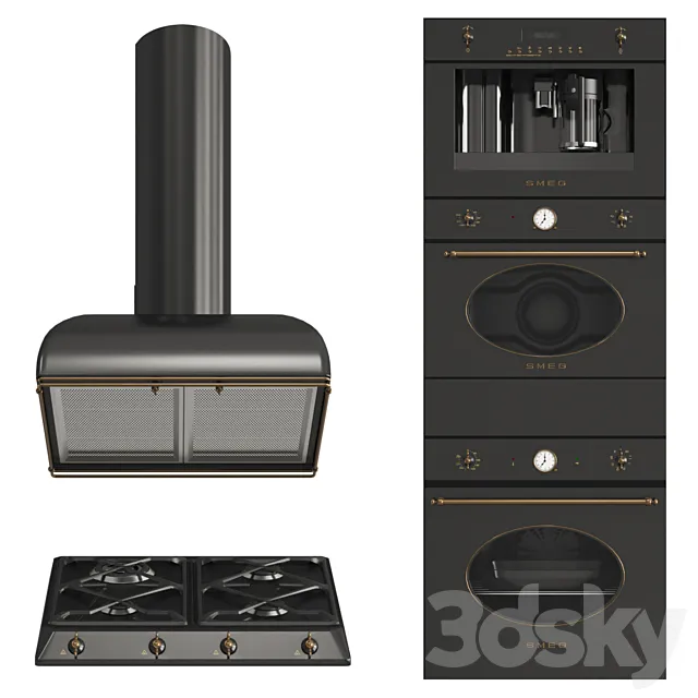 Smeg coloniale black 3D Model