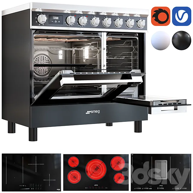 smeg range and cooktop 3D Model