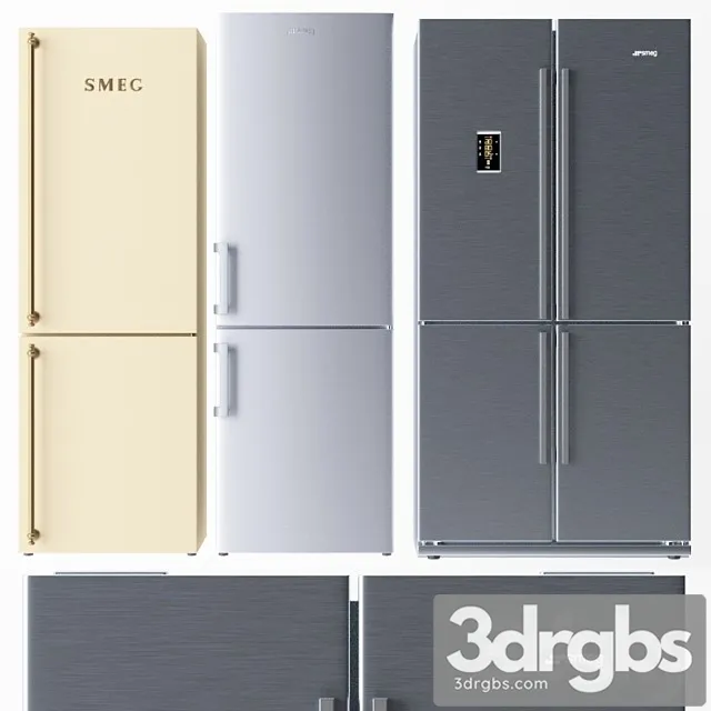 Smeg Refrigerator Set 3D Model Free