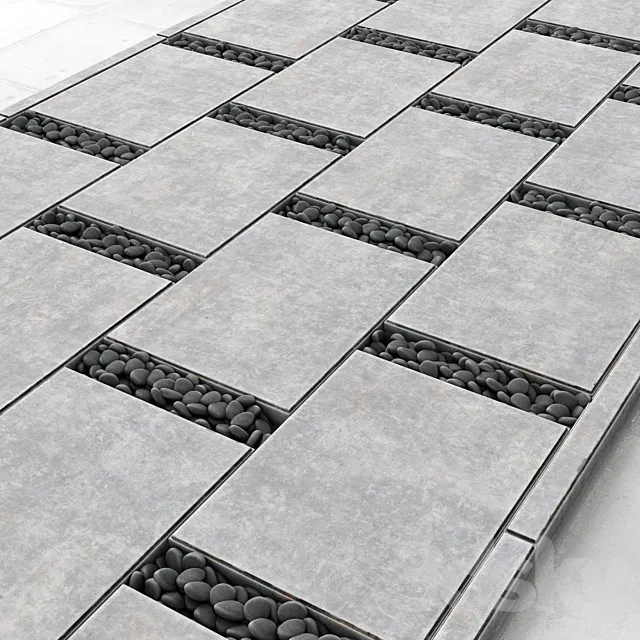 Smooth Pebble Slabs _ Title smoooth pebble 3D Model