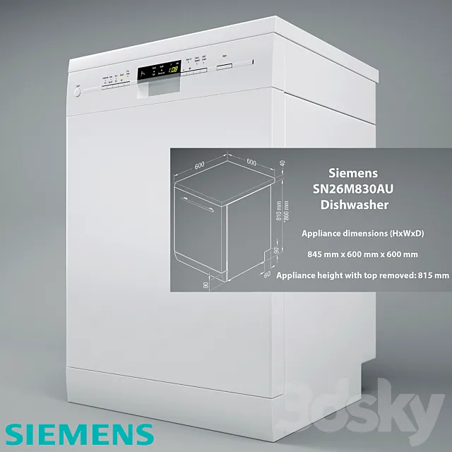 SN26M830AU SIEMENS speedMatic Dishwasher 3DModel