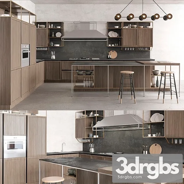 Snaidero Frame Olmo Tuscan Kitchen 3D Model Free