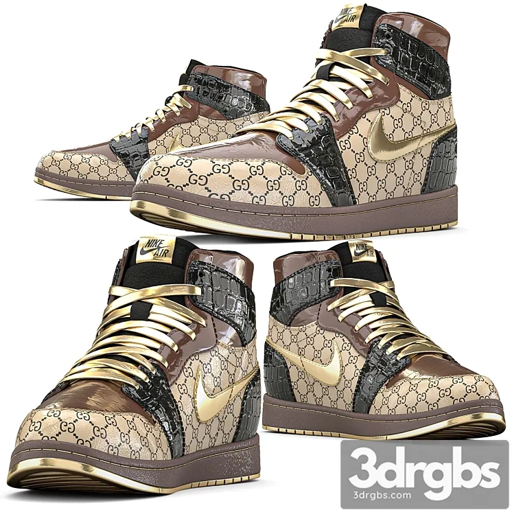 Sneakers Nike Gucci 3D Model Free