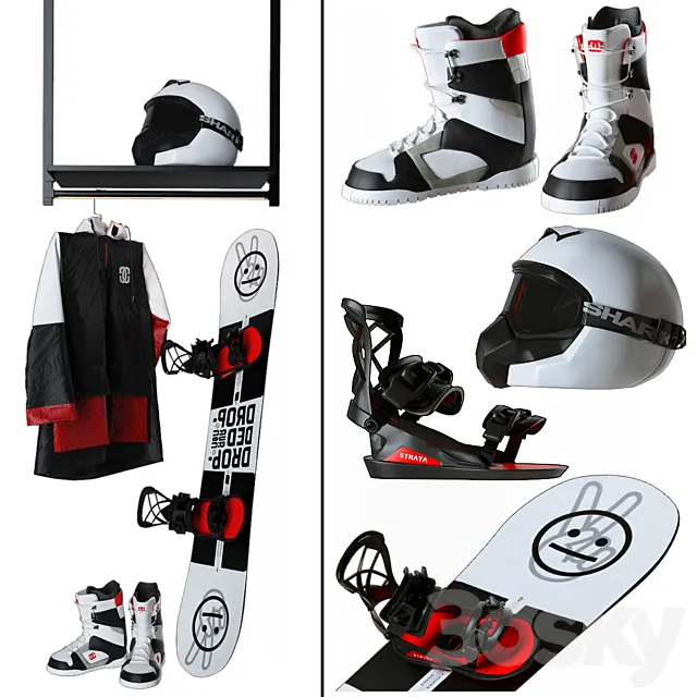 Snowboard set 3D Model