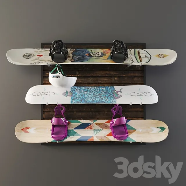 Snowboard storage set 3D Model