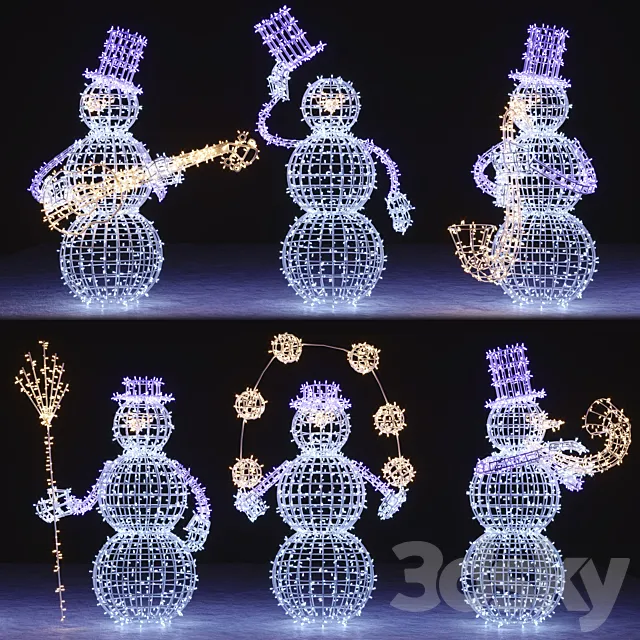Snowman figures from garlands 3DModel