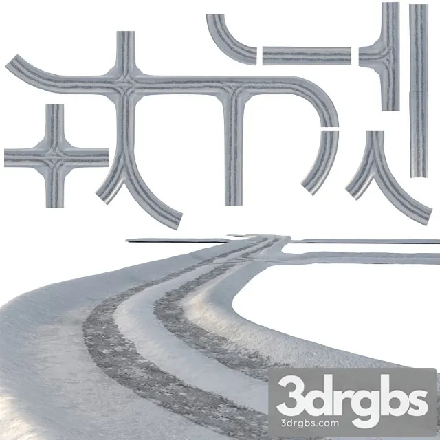 Snowy road 3D Model Free