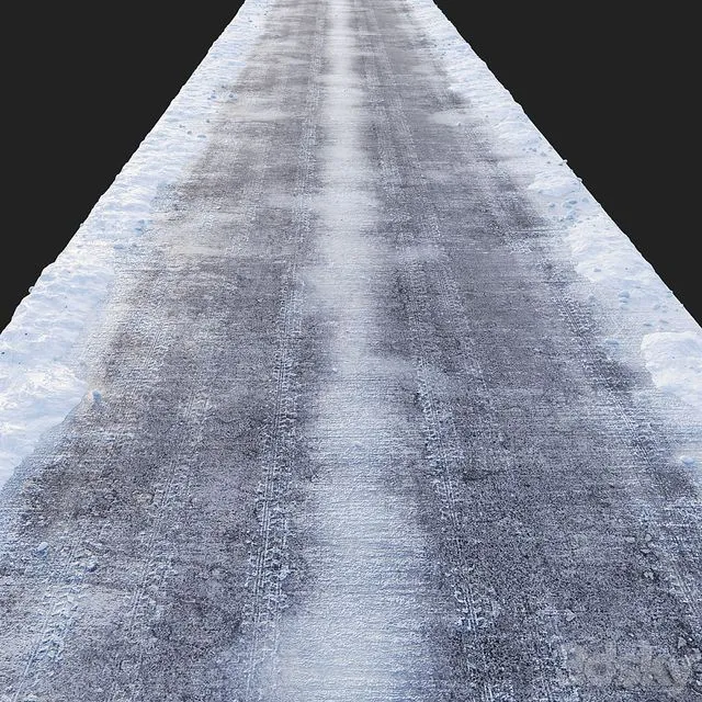 Snowy road. Editable 3D Model