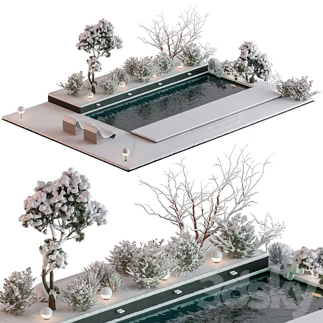 Snowy Scene with Pool - Set 76 Free Download