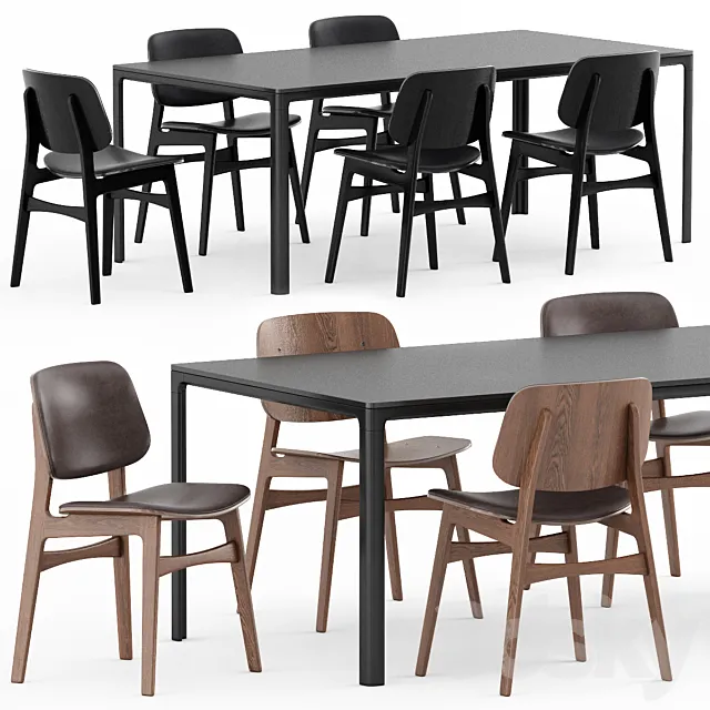 Soborg Wood Base Mesa Table by Fredericia 3D Model