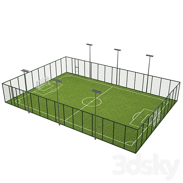 Soccer football field 3D Model