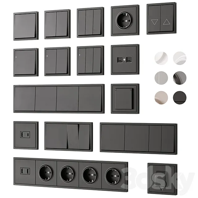 Sockets and switches Donel series R98 3D Model