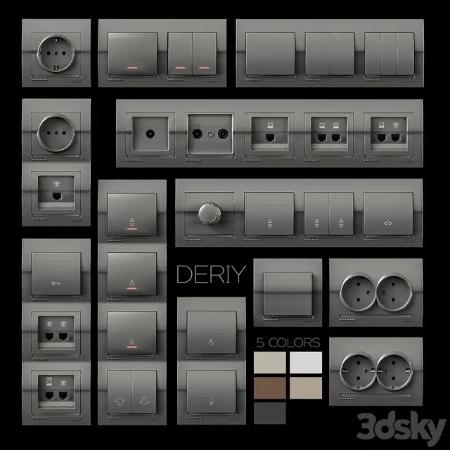 Sockets and switches Lezard Deriy 3D Model